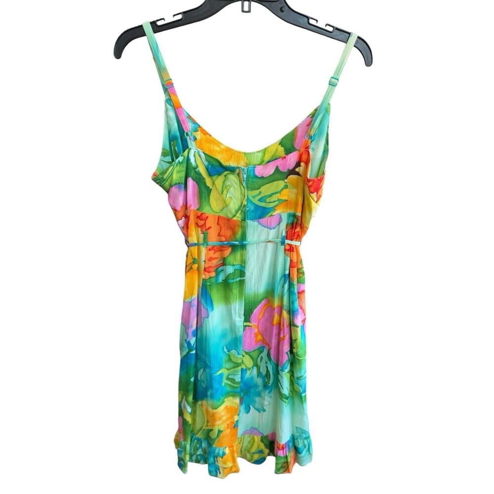 Jams World Tropical Hibiscus Floral Long Sleeveless Dress Juniors Size L Belted